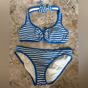 Juicy Couture Blue and White Striped Bikini Set